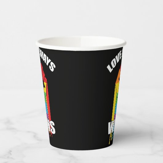 Gobelets En Papier L'amour gagne toujours Gay LGBT (Gauche)