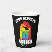 Gobelets En Papier L'amour gagne toujours Gay LGBT (Recto)