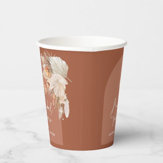 Gobelets En Papier Lancement de fiançailles bohème pampas en terre cu (Droite)