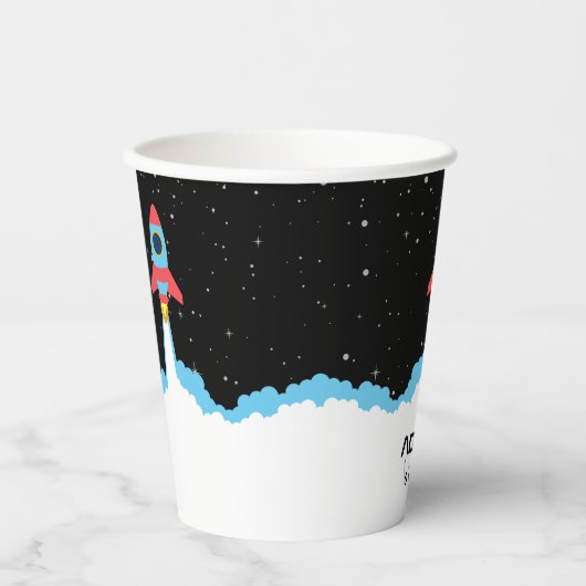 Gobelets En Papier Lancement de fusées dans l'Anniversaire de enfant (Recto)