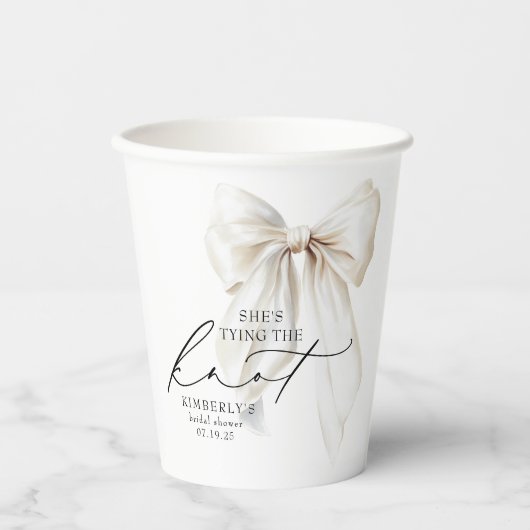 Gobelets En Papier Lancement de la Mariée au Nœud Blanc (Recto)