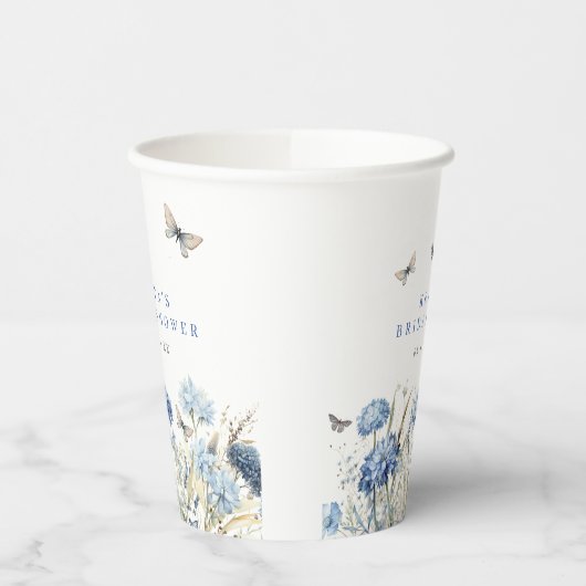 Gobelets En Papier Lancement de mariage aux hortensias bleus et papil (Gauche)