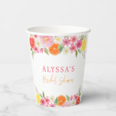 Gobelets En Papier Lancement de mariage floral Citron Orange (Verso)