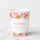 Gobelets En Papier Lancement de mariage floral Citron Orange (Recto)