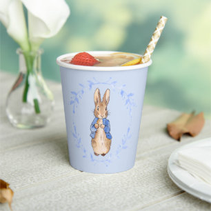 Gobelets En Papier Lapin avec couronne de feuilles bleues
