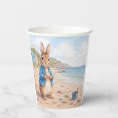 Gobelets En Papier Lapin classique sur une plage de sable (Verso)