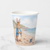Gobelets En Papier Lapin classique sur une plage de sable (Recto)