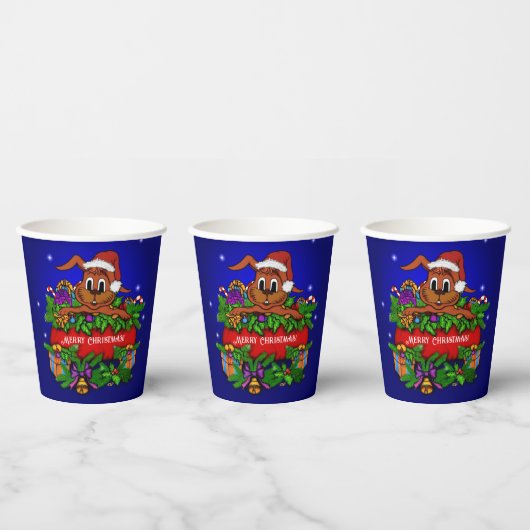 Gobelets En Papier Lapin de Noël (Multi)