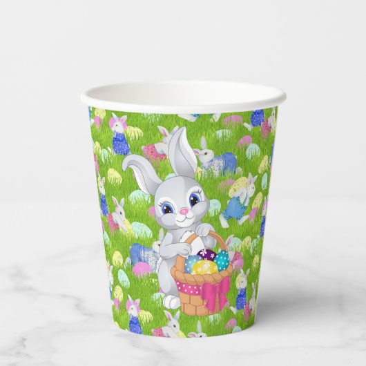 Gobelets En Papier Lapin de Pâques avec Panier de chasse aux oeufs (Verso)