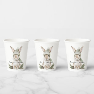 Gobelets En Papier Lapin de Pâques Chapeau Vert Noël