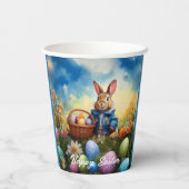 Gobelets En Papier lapin de Pâques dans la forêt (Verso)