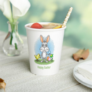 Gobelets En Papier Lapin de Pâques et le poulet mignon