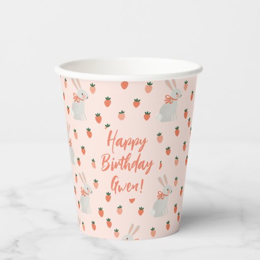 Gobelets En Papier Lapin et fraise (Recto)