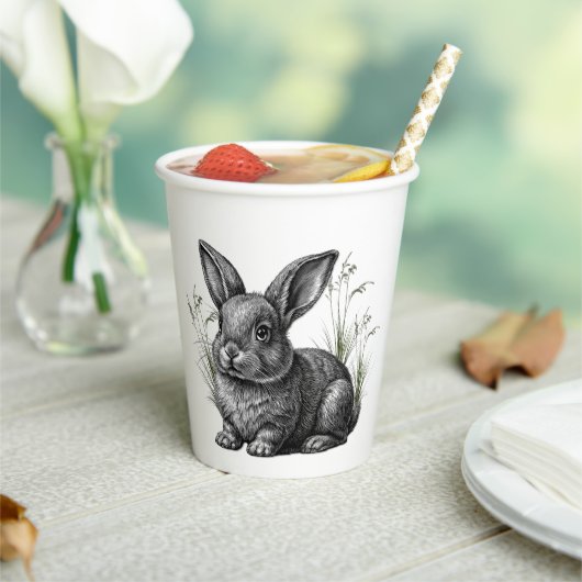 Gobelets En Papier Lapin gris mou (Insitu)