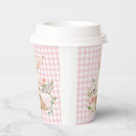 Gobelets En Papier Lapin Lapin Pink Pastel Houndstooth Lapin (Droite)