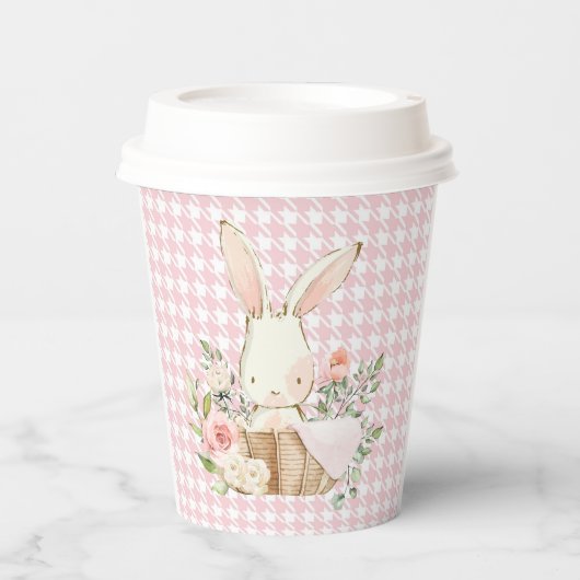 Gobelets En Papier Lapin Lapin Pink Pastel Houndstooth Lapin (Recto)