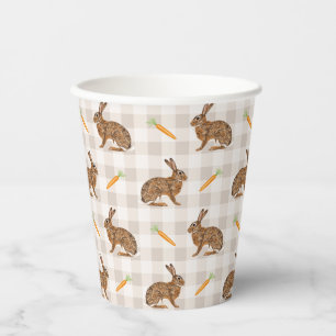Gobelets En Papier Lapins Bruns Et Carottes Motif De Lapin Rustique