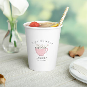 Gobelets En Papier Lapins roses doux dans une coupe de Baby shower en