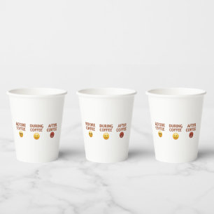 Gobelets En Papier L'art vectoriel de l'humeur du café avant, pendant