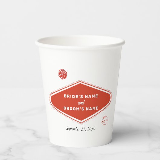 Gobelets En Papier Las Vegas Casino Destination Mariage Rouge Blanc (Verso)