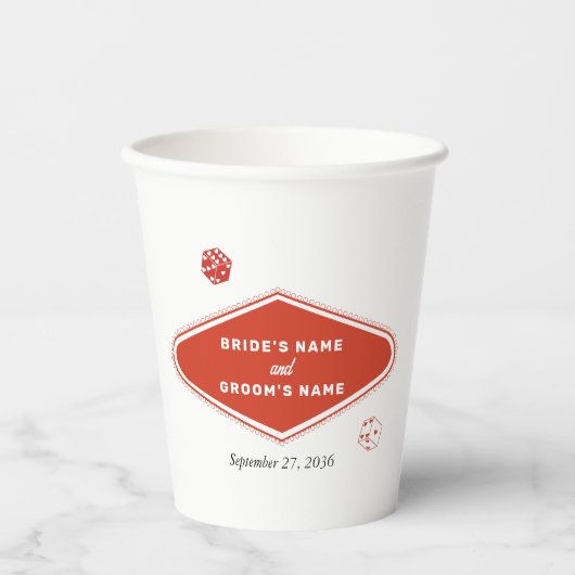 Gobelets En Papier Las Vegas Casino Destination Mariage Rouge Blanc (Recto)
