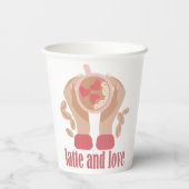 Gobelets En Papier Latte et coupe d'amour, mains et citation de café (Verso)