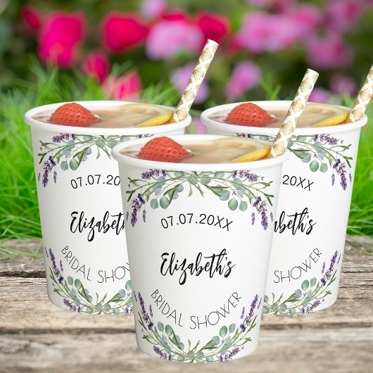 Gobelets En Papier Lavage de lavande shower de mariage