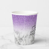 Gobelets En Papier Lavande Faux Parties scintillant/Marbre Sweet 16 (Droite)