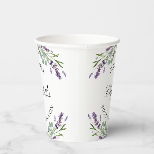 Gobelets En Papier Lavande verdure fleurons violet première communion (Droite)