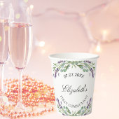 Gobelets En Papier Lavande verdure fleurons violet première communion