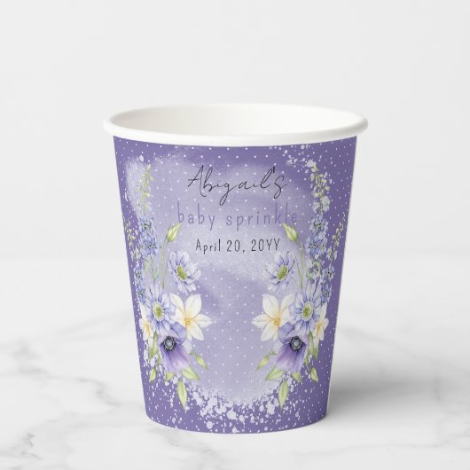 Gobelets En Papier Lavender Boho Un Petit Bébé Fleur sauvage Saupoudr (Verso)
