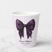 Gobelets En Papier Lavender Stripe Purple Bow Baby Shower (Recto)
