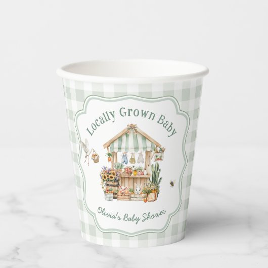 Gobelets En Papier Le Baby shower des fermiers cultivés localement (Recto)