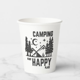 Gobelets En Papier Le camping est mon endroit heureux