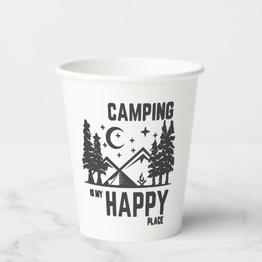 Gobelets En Papier Le camping est mon endroit heureux (Recto)
