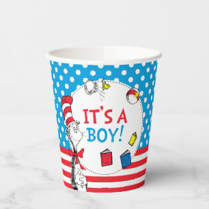 Gobelets En Papier Le Chat dans le Chapeau   C'est un garçon Baby Sho