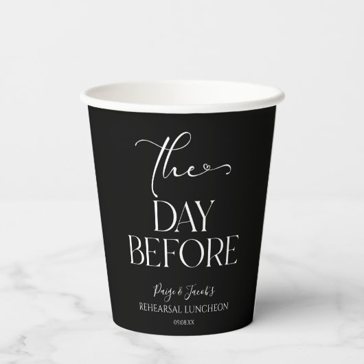 Gobelets En Papier Le Dîner de Répétition de Mariage Minimal la Veill (Verso)