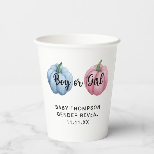 Gobelets En Papier Le genre citrouille révèle (Verso)