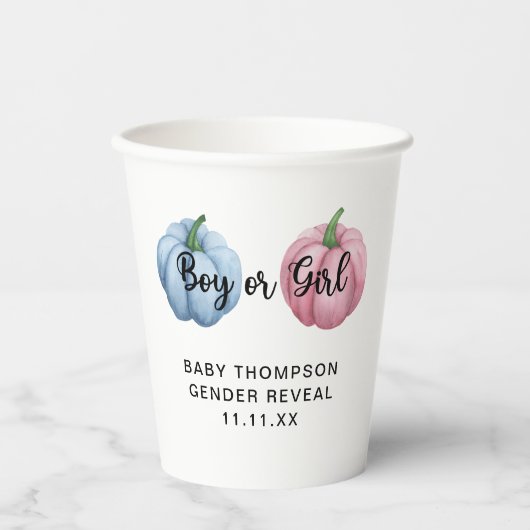 Gobelets En Papier Le genre citrouille révèle (Recto)