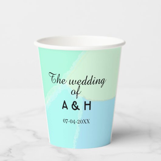 Gobelets En Papier Le mariage du nom de couple lettre initiale date (Recto)