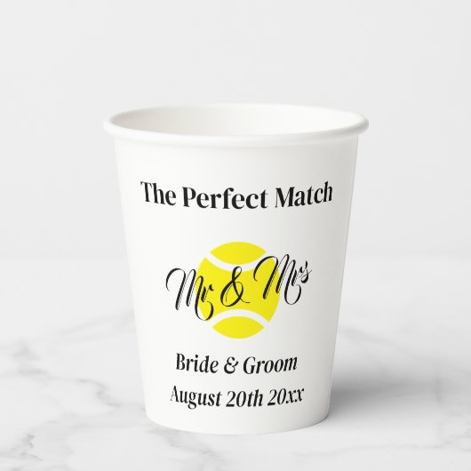 Gobelets En Papier Le match parfait super mariage de tennis à thème (Verso)