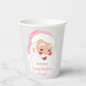 Gobelets En Papier Le Père Noël en Casquette rose Noël (Recto)