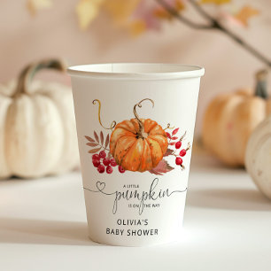 Gobelets En Papier Le petit citrouille d'automne est en route baby sh