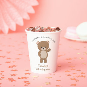 Gobelets En Papier Le Petit Ours Mignonne Tourne Un 1Er Anniversaire