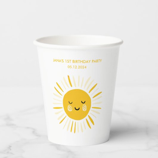 Gobelets En Papier Le soleil tourne à une fête d'anniversaire (Recto)