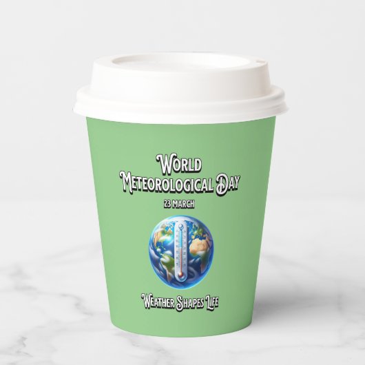 Gobelets En Papier Le Temps Forme La Vie. Journée météorologique mond (Recto)