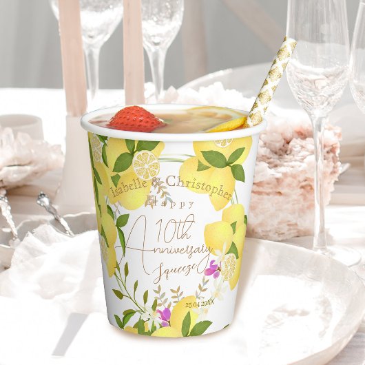 Gobelets En Papier Lemon Squeeze Blanc
