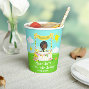 Gobelets En Papier Lemonade Stand Birthday Dark Skin Girl