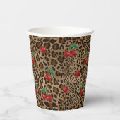 Gobelets En Papier Leopard Cheetah Animal Print Red Cherry Pattern (Verso)