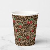 Gobelets En Papier Leopard Cheetah Animal Print Red Cherry Pattern (Droite)